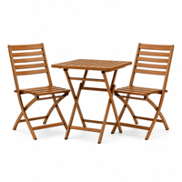 Ensemble de conversation d'extérieur anti-décoloration pour terrasse et cour, ensemble de salle à manger bistro pliable avec table à lattes et chaises pour jardin et véranda