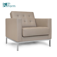 Conjunto de sofá de cuero PU con Base de acero de lujo moderno de diseño europeo, de gama alta, moderno, 2 plazas, vestíbulo del hotel, Oficina de recepción, CEO