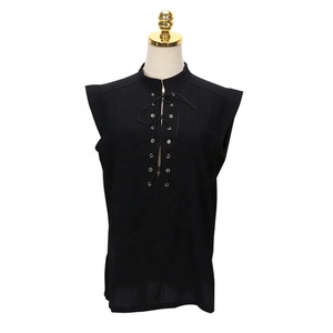 <span class=keywords><strong>Camiseta</strong></span> medieval sin mangas para hombre, disfraz de Cosplay de Halloween, Tops con cordones Punk, chaleco de decoración Medieval de <span class=keywords><strong>arquero</strong></span>, puesta en escena - Product Image 1