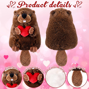 V403 Venta al por Mayor de Lindos Peluches de <span class=keywords><strong>Castor</strong></span> Marrón de 8 Pulgadas con Corazón Rojo, Animales de Peluche Personalizados para Regalos de San Valentín y Bodas - Product Image 3