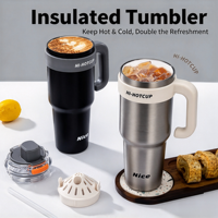 Tasse isotherme sous vide en acier inoxydable grande capacité avec revêtement céramique, maintien au froid 12-24h, portable, cadeau idéal pour la voiture