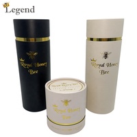 Tube en papier rond noir mat et blanc avec bande dorée, imprimé sur mesure, longue boîte cylindrique pour cadeau, pot à miel, emballage de stockage