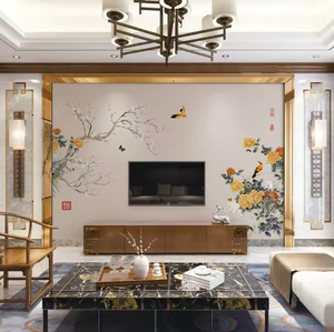 <span class=keywords><strong>Papier</strong></span> <span class=keywords><strong>peint</strong></span> mural en soie personnalisé imprimé en 3D, feuille de plante, oiseau volant, fleurs, <span class=keywords><strong>montagne</strong></span>, chinoiserie, <span class=keywords><strong>style</strong></span> de peinture chinoise - Product Image 4