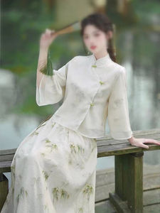 Nueva fábrica china <span class=keywords><strong>tradicional</strong></span> <span class=keywords><strong>mujer</strong></span> damas hanfu media falda <span class=keywords><strong>qipao</strong></span> conjunto de dos piezas mujeres verano Maxi vestido de talla grande cheongsam - Product Image 2