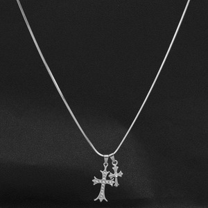Hot Selling Minimalist Exquisite <b>Titanium</b> Steel Double Cross Pendant Necklace Personalized Men's Necklaces Fashionable Jewelry - Product Image 5
