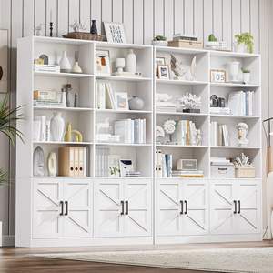 Bibliothèque blanche <span class=keywords><strong>avec</strong></span> étagères ouvertes modernes sur pied et armoire de rangement pour salon, bureau à domicile, bibliothèque - Product Image 6