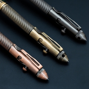 Elegante Bolígrafo Táctico de Defensa Personal EDC, Bolígrafo de Alta Resistencia con Mecanismo de Gatillo, Estilo Vintage en Latón - Product Image 4