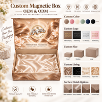Boîte à cheveux personnalisée en forme de livre avec fermeture magnétique, emballage rigide de luxe avec insert en satin pour perruques à dentelle et extensions
