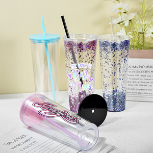 Gobelet à neige en acrylique de 24 oz, gobelet à neige avec paille en plastique, gobelet à neige transparent pré-percé - Product Image 5