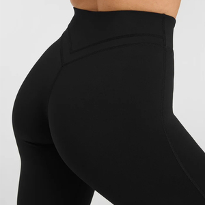 Leggings Sportivi <span class=keywords><strong>Neri</strong></span> Traspiranti Senza Cuciture Personalizzati, a Vita Alta Incrociata a V, per Allenamento, Palestra, Fitness e Yoga - Product Image 5