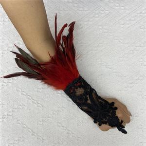 Nouveau Halloween plume crochet <span class=keywords><strong>doigt</strong></span> gants fête danse noir dentelle bracelet manchette accessoire - Product Image 5