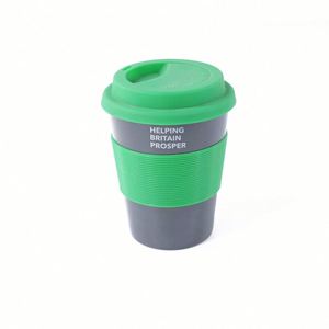 โรงงานผู้ผลิต แก้วกาแฟพลาสติกโพลีโพรพิลีนสีน้ำเงินขาว ขนาด 8 ออนซ์ แบบใช้ซ้ำได้ สกรีนโลโก้ตามสั่ง สำหรับโปรโมชั่น - Product Image 1