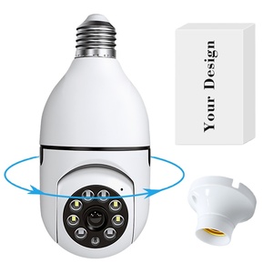 Caméra intelligente E27 avec vision nocturne et contrôle par application, lumière de sécurité en plastique blanc pour usage domestique - Product Image 1