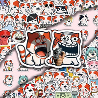 100 Pcs Stiker Kucing Meme Die Cut Lucu Kartun Graffiti Tahan Air PVC untuk Laptop Botol Air Mobil Grosir