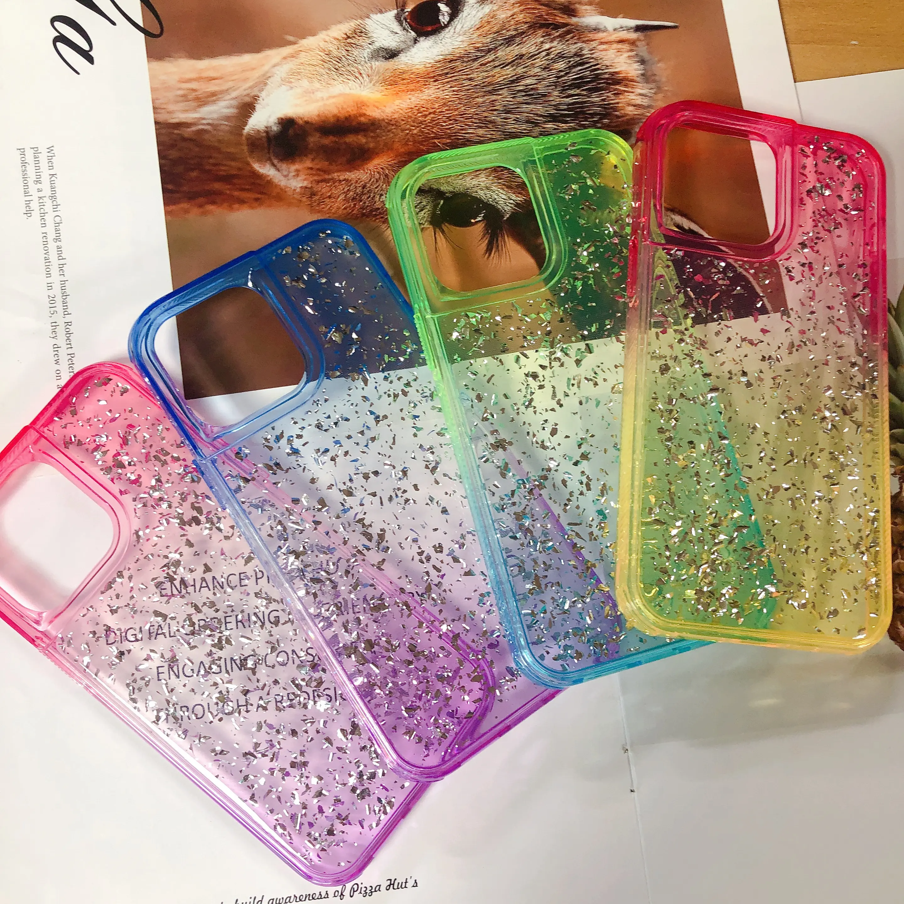 2023 nueva funda de lujo Glitter Gradient Phone Cover para Iphone 15 14 Pro Max Bling Love Heart Phone Cases 13 12 11 pro Max