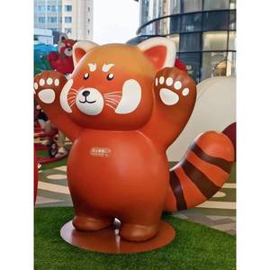 Escultura de Panda Rojo de Fibra de Vidrio Personalizada para Centros Comerciales y Exhibiciones en Plazas al Aire Libre - Product Image 4