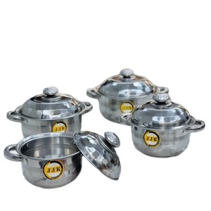 Jjk Stainless Steel <b>Soup</b> <b>Pot</b> Set 4 Pcs Induction Compatible Kitchen Cookware - Product Image 1