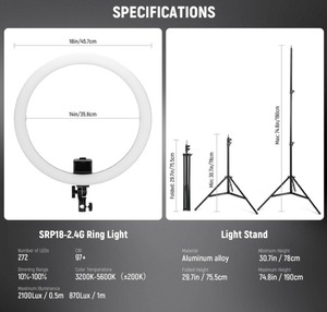 Neewer Anneau lumineux LED avancé de 18 pouces avec trépied et support pour téléphone |   Parfait pour le maquillage, <span class=keywords><strong>YouTube</strong></span> et la création de vidéos - Product Image 6