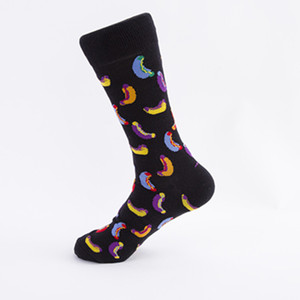 Chaussettes en coton 200N à motif jacquard de dessins animés de restauration rapide (hamburger, banane, bière, frites) pour hommes, style décontracté, pour les passionnés de cuisine - Product Image 3