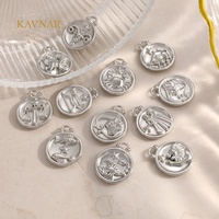 KAVNAR Astrologie Mystique, 12 breloques signes du zodiaque, pendentifs en acier inoxydable pour la fabrication de bijoux spirituels DIY, accessoires en vrac