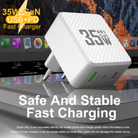 Nouveau chargeur GaN double port PD 35W avec QC3.0/QC4.0 et protection OTP/OVP PD 3.0 pour ordinateur portable/tablette/appareil photo/écouteurs