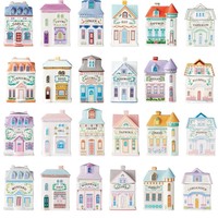 Ensemble de pots à épices en céramique colorés en forme de maison avec couvercle à clip, capacité anti-poussière, décoratifs, pour sel et épices, Village Spice