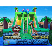 Gran oferta, parque de animales de la jungla, Tobogán inflable de doble carril, Tobogán seco para alquiler de fiestas