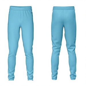 กางเกงขายาวเอวยางยืดสีฟ้าอ่อนทรงตรงผ้าคอตตอนดับเบิ้ลเจอร์ซีย์สำหรับฤดูร้อน - Product Image 1