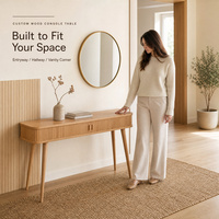 Console à cannelures avec tiroirs en bois massif, table d'entrée étroite à façade nervurée, meuble de rangement moderne, décoration de couloir