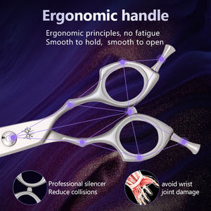 Yijiang Profissional 7.5 Polegada VG10 Pet Grooming Curvo Chunker Tesoura Com Pente Dentes Cão Natural Tesouras Tijeras Para Perros - Product Image 6