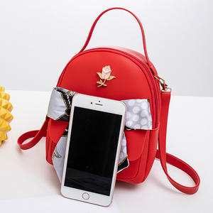 NUEVA Mochila de Moda para Adolescentes, Bolso de Mano para Teléfono, Bufanda, Mini Mochila de Mujer con Rosas, Bolso de Hombro de Cuero PU - Product Image 3