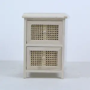 Cheap wholesale furniture rattan 2 drawer wooden cabinet