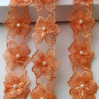 Bordure en dentelle perlée colorée de 4,5 cm de large, broderie faite main, accessoires de couture DIY, tissu pour robes