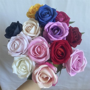 ดอกกุหลาบกำมะหยี่ดอกไม้ประดิษฐ์ดอกกุหลาบสัมผัสจริงตกแต่งงานแต่งงานดอกกุหลาบสีขาว - Product Image 3