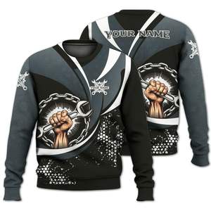 Vente chaude partout imprimé personnalisé mécanicien <span class=keywords><strong>pull</strong></span> <span class=keywords><strong>pull</strong></span> pour hommes nouveau dans le col rond coupe ample unisexe sweats hauts quantité minimale de commande bas - Product Image 1