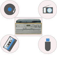 Boîte à musique élégante au design vintage, haut-parleur, tourne-disque multi-disques vinyle avec enregistrement USB et lecture de CD, radio AM FM, cassette