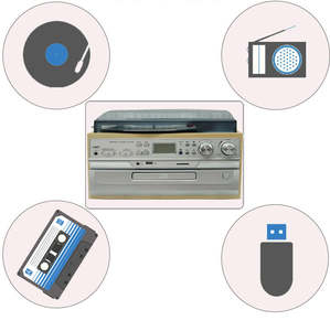 <span class=keywords><strong>Tocadiscos</strong></span> de Vinilo Multifuncional con Diseño Vintage y Elegante, con Reproductor de Música, Grabación USB, Reproductor de CD, Radio AM/FM y Cassette - Product Image 3