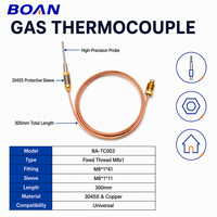 Termokopel Tembaga Boan BA-TC003 M8x1x41/M8x1x11 Ulir Tetap 300mm untuk Katup RV dan Gas Alam