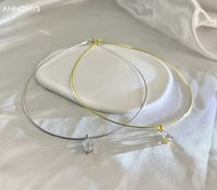 Collier en fil de fer plaqué or rhodié 18 carats en argent S925 avec moissanite, multi-couches, formes marquise, ovale, carrée et poire, vente en gros GRA