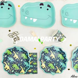 ชุดจานชามไดโนเสาร์พรีเมียม DAMAI สำหรับเด็กผู้ชาย ของใช้ในงานวันเกิด ชุดจาน ชาม แก้ว กระดาษเช็ดปากลายไดโนเสาร์แบบใช้แล้วทิ้ง - Product Image 1