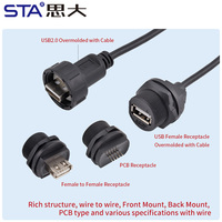 OEM ODM Waterproof USB2.0 Brass Contact Male to Female Socket Adaptor Cable 1M 2M 3M 5M