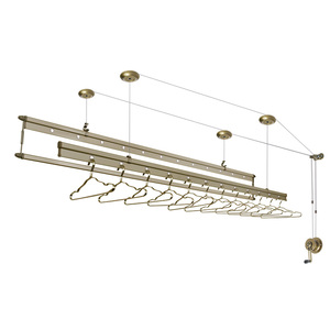 Séchoir manuel 3 en 1 : système de levage à 3 pôles <span class=keywords><strong>avec</strong></span> crochets et rails multifonctions, aluminium durable pour les charges lourdes - Product Image 2