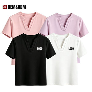 <span class=keywords><strong>T</strong></span>-<span class=keywords><strong>shirt</strong></span> pour <span class=keywords><strong>femme</strong></span> à <span class=keywords><strong>col</strong></span> en <span class=keywords><strong>V</strong></span>, <span class=keywords><strong>coton</strong></span> de luxe de haute qualité, confortable, doux, logo personnalisable, respirant, <span class=keywords><strong>t</strong></span>-<span class=keywords><strong>shirt</strong></span> ajusté pour l'é<span class=keywords><strong>t</strong></span>é - Product Image 3