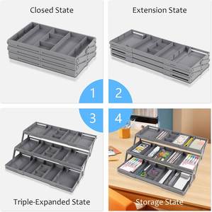 2025 Eco-friendly <b>Grey</b> Plastic Jewelry Organizer <b>Storage</b> Case 3 Layers for Women's Necklaces Earrings Large Display Case - Product Image 4