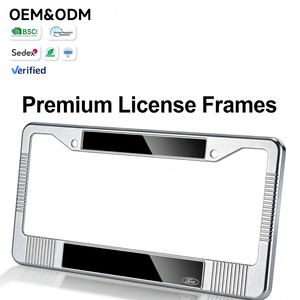 Cornice Premium per Targa Auto - Alluminio Spazzolato con Logo Ford Nero Autoadesivo Impermeabile per Personalizzazione Veicoli - Product Image 1