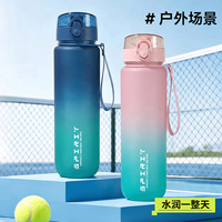Bouteille d'eau de sport grande capacité pour l'extérieur, couleur dégradée, tasse portable, gobelet PC d'été, bouteille d'eau à transporter