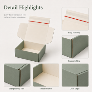 Custom Sage Green Tear Strip Zipper Mailer <b>Box</b> Corrugated Aircraft <b>Box</b> Custom Logo Print <b>Foldable</b> Shipping <b>Box</b> Factory Direct - Product Image 3