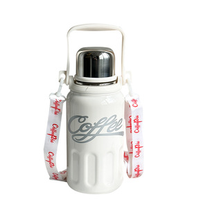 <b>Coffee</b> Pai Stainless Steel Thermos Flask 1000Ml Large Capacity Vacuum Insulated Travel <b>Bottle</b> With Strap - Product Image 5
