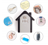 Boîte à clés murale en forme de maison, serrure à combinaison à 4 chiffres et double déverrouillage pour clé d'urgence, coffre-fort extérieur étanche antivol