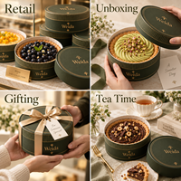 Boîte à tarte de luxe ronde en carton rigide avec couvercle séparé pour gâteau, pâtisserie, dessert, emballage cadeau